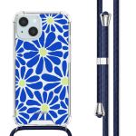 imoshion Coque Design avec cordon iPhone 15 - Cobalt Blue Flowers Connect