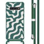 imoshion Coque design en silicone avec cordon Samsung Galaxy S10 - Petrol Green Groovy