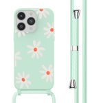 imoshion Coque design en silicone avec cordon iPhone 14 Pro - Green Flower Distance