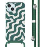 imoshion Coque design en silicone avec cordon iPhone 15 - Petrol Green Groovy