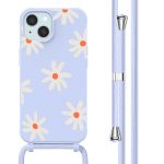 imoshion Coque design en silicone avec cordon iPhone 15 - Lila Flower Distance