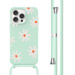 imoshion Coque design en silicone avec cordon iPhone 15 Pro - Green Flower Distance