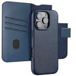 Accezz Étui de téléphone portefeuille en cuir 2-en-1 avec MagSafe iPhone 16 Pro - Nightfall Blue