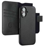 Accezz Étui de téléphone portefeuille en cuir 2-en-1 avec MagSafe iPhone 16  - Onyx Black