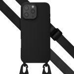 Selencia Coque silicone avec cordon amovible iPhone 16 Pro Max - Noir