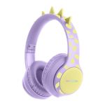 imoshion Kids Dino Bluetooth Casque - Casque pour enfants avec limiteur de décibels - Casque sans fil + câble AUX - Lavender Lilac / Yellow