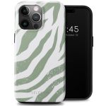 Selencia Coque arrière Vivid iPhone 15 Pro Max - Colorful Zebra Sage Green