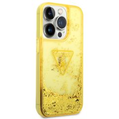 Guess Coque Liquid Glitter iPhone 14 Pro Max - Jaune