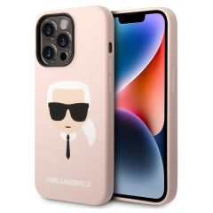 Karl Lagerfeld Coque arrière Karl's Head Liquid Silicone MagSafe iPhone 14 Pro Max - Rose