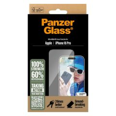 PanzerGlass Protection d'écran Ultra-Wide Fit Anti-bactérienne iPhone 16 Pro