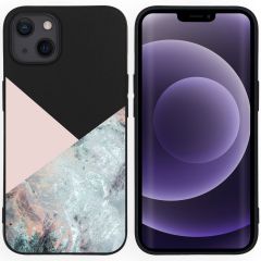 iMoshion Coque Design iPhone 13 - Marble - Rose / Noir