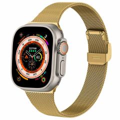 imoshion Bracelet pliant Milanese Apple Watch Series 1-9 / SE / Ultra (2) - 42/44/45/49 mm - Dorée