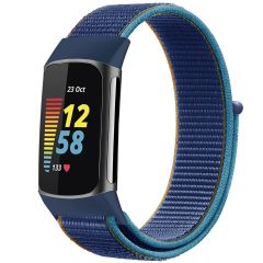 iMoshion Bracelet en nylon Fitbit Charge 5 / Charge 6 - Taille S - Bleu foncé