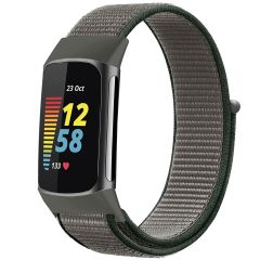 iMoshion Bracelet en nylon Fitbit Charge 5 / Charge 6 - Taille S - Gris foncé