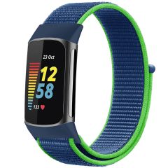 iMoshion Bracelet en nylon Fitbit Charge 5 / Charge 6 - Taille S - Bleu / Vert