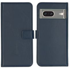 Selencia Étui de téléphone portefeuille en cuir véritable Google Pixel 7 - Bleu