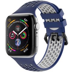 imoshion ﻿Boucle de bracelet de sport en silicone Apple Watch Series 1-9 / SE - 38/40/41mm - Bleu foncé / Blanc