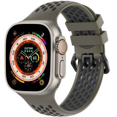 imoshion ﻿Boucle de bracelet de sport en silicone Apple Watch Series 1-10 / SE / Ultra (2) - 42/44/45/46/49 mm - Vert / Noir