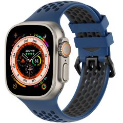 imoshion ﻿Boucle de bracelet de sport en silicone Apple Watch Series 1-10 / SE / Ultra (2) - 42/44/45/46/49 mm - Bleu / Noir