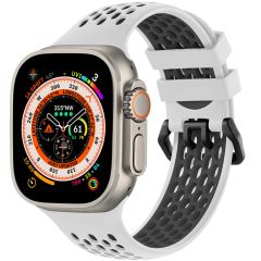 imoshion ﻿Boucle de bracelet de sport en silicone Apple Watch Series 1-10 / SE / Ultra (2) - 42/44/45/46/49 mm - Blanc / Noir