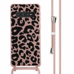 iMoshion Coque design en silicone avec cordon Samsung Galaxy S10 - Animal Pink