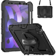 Accezz ﻿Coque arrière robuste avec bandoulière iPad Air 11 pouces (2024) M2 / 5 (2022) / Air 4 (2020) - Noir