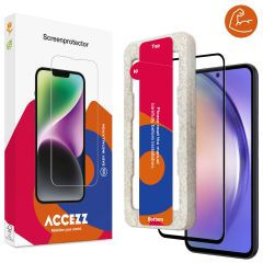 Accezz Protecteur d'écran intégral triple résistance avec applicateur Samsung Galaxy A54 / S23 FE - Transparent 