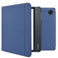 iMoshion Étui de liseuse portefeuille Canvas Sleepcover avec support Kobo Libra H2O - Bleu foncé