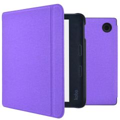 imoshion Étui de liseuse portefeuille Canvas Sleepcover avec support Kobo Libra 2 / Tolino Vision 6 - Violet