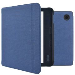 imoshion Étui de liseuse portefeuille Canvas Sleepcover avec support Kobo Libra 2 / Tolino Vision 6 - Bleu foncé