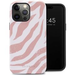 Selencia Coque arrière Vivid iPhone 14 Pro Max - Colorful Zebra Old Pink