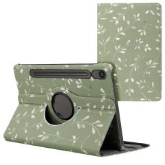 iMoshion Coque tablette Design rotatif à 360° Samsung Galaxy Tab S9 FE - Green Flowers