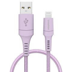 iMoshion ﻿Câble Lightning vers USB - Non MFi - Textile tressé - 1 mètre - Lilas