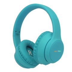 imoshion Casque pour enfants Bluetooth LED - Casque pour enfants avec limiteur de décibels + Câble AUX - Bleu clair