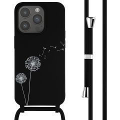 iMoshion Coque design en silicone avec cordon iPhone 15 Pro - Dandelion Black