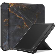 iMoshion Étui de liseuse portefeuille design Pliable Kobo Libra 2 / Tolino Vision 6 - Black Marble