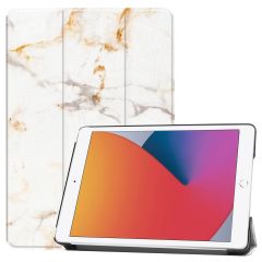 iMoshion Coque tablette Design Trifold iPad 9 (2021) 10.2 pouces / iPad 8 (2020) 10.2 pouces / iPad 7 (2019) 10.2 pouces - White Marble