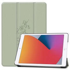 iMoshion Coque tablette Design Trifold iPad 9 (2021) 10.2 pouces / iPad 8 (2020) 10.2 pouces / iPad 7 (2019) 10.2 pouces - Floral Green