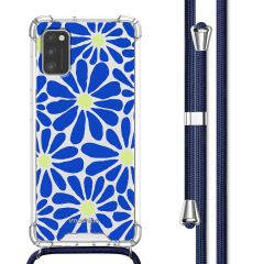 imoshion Coque Design avec cordon Samsung Galaxy A41 - Cobalt Blue Flowers Connect