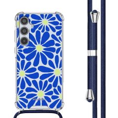 imoshion Coque Design avec cordon Samsung Galaxy A35 - Cobalt Blue Flowers Connect