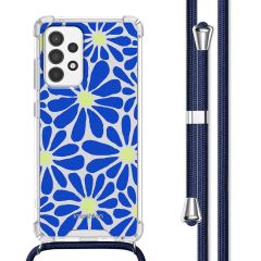 imoshion Coque Design avec cordon Samsung Galaxy A52(s) (5G/4G) - Cobalt Blue Flowers Connect