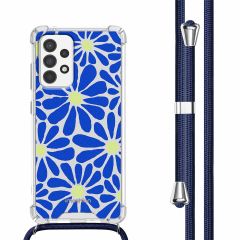 iMoshion Coque Design avec cordon Samsung Galaxy A53 - Cobalt Blue Flowers Connect