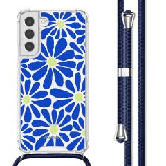 imoshion Coque Design avec cordon Samsung Galaxy S22 Plus - Cobalt Blue Flowers Connect