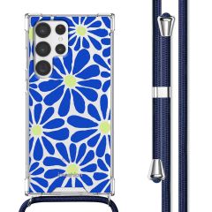 imoshion Coque Design avec cordon Samsung Galaxy S22 Ultra - Cobalt Blue Flowers Connect