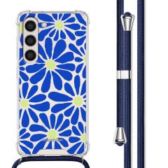imoshion Coque Design avec cordon Samsung Galaxy S23 - Cobalt Blue Flowers Connect