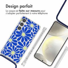 imoshion Coque Design avec cordon Samsung Galaxy S24 Plus - Cobalt Blue Flowers Connect