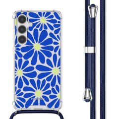 imoshion Coque Design avec cordon Samsung Galaxy S24 - Cobalt Blue Flowers Connect
