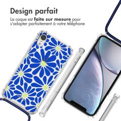 imoshion Coque Design avec cordon iPhone Xr - Cobalt Blue Flowers Connect