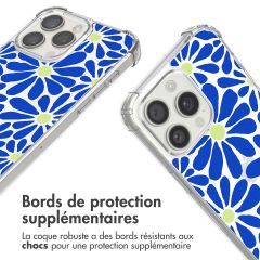 imoshion Coque Design avec cordon iPhone 15 Pro Max - Cobalt Blue Flowers Connect