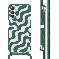imoshion Coque design en silicone avec cordon Samsung Galaxy A14 (5G/4G) - Petrol Green Groovy